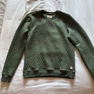 Marine Layer Olive Quilted Crewneck Sweater